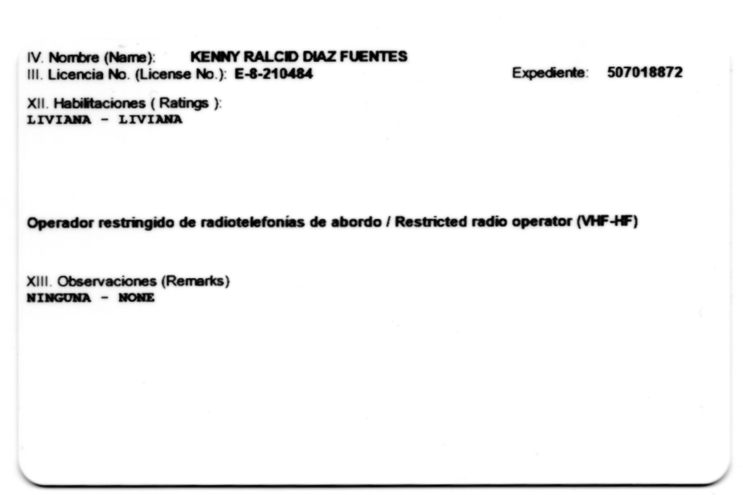 Panama Certificate - Back